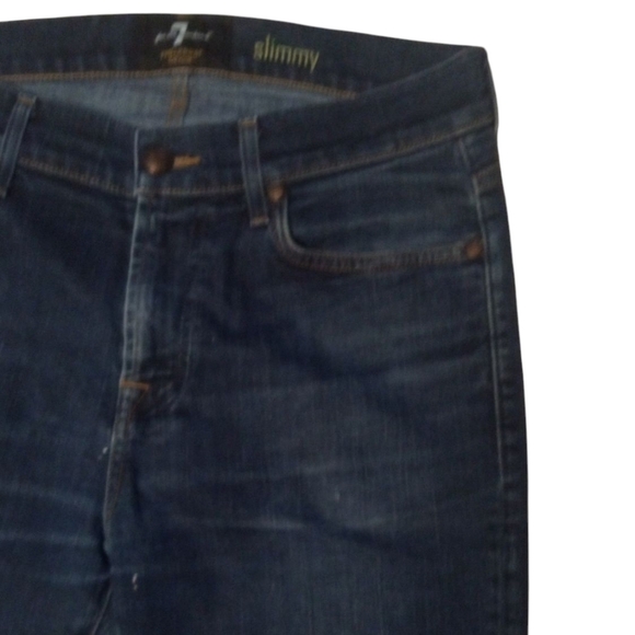 7 For All Mankind Dark Wash 5 Pocket Slimmy Straight Leg Jeans Size 32 - Picture 4 of 10